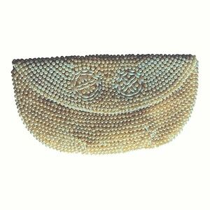 Vintage Miranda Small Ivory Beaded Clutch Bag